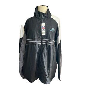 NFL Carolina Panthers SI Black Windbreaker Jacket Size 2XL Zipper Pockets